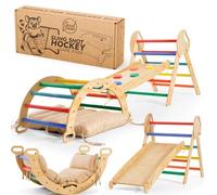 Goodevas Ensemble de structure d'escalade Montessori 5 en 1 : triangle d'escalade d'intérieur, arc d'escalade avec coussin, et toboggan pour enfants, aire de jeux d'intérieur 1-3 ans