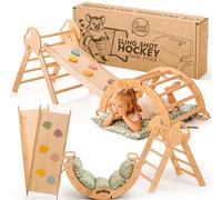 Goodevas Montessori Cadre d'escalade d'intérieur en bois avec toboggan - Triangle Pikler pliable pour tout-petits, aire de jeux d'intérieur sûre pour enfants de 1 à 3 ans
