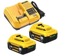 Goodexo Batterie 2 pièces 10,0Ah de Rechange pour Dewalt Batterie 18V + 1 pièce 3A DCB107 pour Dewalt Chargeur 10,8~20V Chargeur de Batterie avec Affichage LED