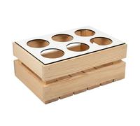 GoodFreshDecor Caisse en Bois pour 6 Bouteilles de 0,5 L - Porte-Bouteilles Sécurisé avec Couvercle Blanc pour la Fête des Pères et Les Anniversaires - 30 x 20 x 12 cm - Naturel