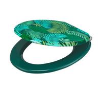 GoodHome Abattant WC Pilica vert bois moulé motif jungle frein de chute