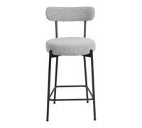 GoodHome Areni - Lot de 2 tabourets de Bar Gris Effet Bouclette, Structure métal H 92 cm