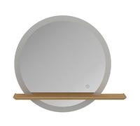GoodHome Miroir Salle de Bains LED Rond Avela avec Tablette en Bois