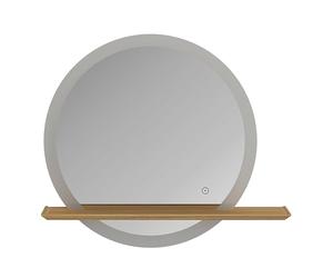 GoodHome Miroir Salle de Bains LED Rond Avela avec Tablette en Bois