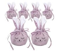 Goodies Bunny Bags - 6 Pièces 4,7x3,9 Pouces Sacs À Friandises Oreilles De Lapin | Sac De Friandises De Pâques, Cordon De Serrage Amusant Et Mignon, Décor De Printemps Pour Fête D'anniversaire, Adoles