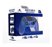 goodies Freaks and Geeks -Manette Sans Fil Bluetooth Blue Metal pour PS4 avec Prise Jack pour Casque/Boutons Lumineu x