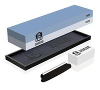 goodjob Kit de pierre à aiguiser pour couteaux - Pierre à aiguiser japonaise de qualité supérieure - Pierre à eau double grain 1000/6000 avec base en silicone antidérapante, guide d'angle, pierre