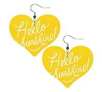 Goodlooking Hello Sunshine Boucles d'oreilles pendantes en cuir avec pendentif en forme de cœur élégant et léger pour femmes et filles, taille unique, cuir, sans pierre précieuse