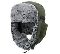 goodluxx Adulte Hiver Chaud Trappeur Chapeau Coupe-Vent en Peluche Doublure Russe Chasse Oreillettes Cap Unisexe Hiver Chaud Trappeur Chapeau Armée Vert