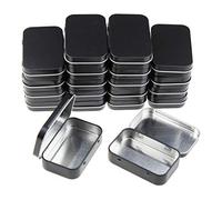 Goodma Boîtes à bidons articulées vides rectangulaires en métal, produits de base, pour la maison, rangement, mini-coffret de rangement, 95 x 62 x 20 mm (Noir)