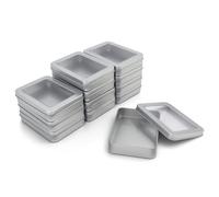 Goodma Lot de 12 boîtes de rangement rectangulaires vides en métal avec couvercle de fenêtre transparent - 115 x 85 x 22 mm - Argenté