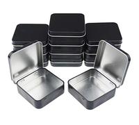 Goodma Lot de 12 mini boîtes de rangement carrées en métal avec couvercle à charnière, 7 x 7 x 2 cm (noir)
