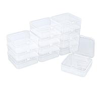 Goodma Lot de 12 mini boîtes de rangement carrées vides en plastique transparent avec couvercles à charnière pour petits objets et autres projets d'artisanat (85 x 85 x 35 mm)