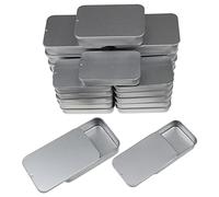 Goodma Lot de 24 boîtes rectangulaires en métal avec couvercle coulissant pour bonbons, bijoux, travaux manuels, pilules, baume à lèvres, kit de survie, tailles mélangées (argent)