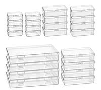 Goodma Lot de 24 mini boîtes de rangement rectangulaires vides en plastique transparent avec couvercles à charnière pour petits articles et autres projets d'artisanat