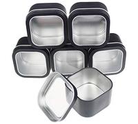 Goodma Lot de 6 boîtes carrées vides en métal avec fenêtre transparente pour la fabrication de bougies, bonbons, cadeaux et trésors, 236,8 g, noir