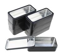 Goodma Lot de 7 mini boîtes rectangulaires en métal avec couvercles pour la maison, la cuisine, le bureau et les fournitures scolaires, 15 x 7 x 4 cm (noir)