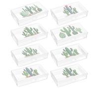 Goodma Lot de 8 boîtes de rangement rectangulaires en plastique transparent avec couvercles à charnière pour petits articles et autres projets d'artisanat (13,5 x 7,9 x 3 cm)