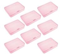 Goodma Lot de 8 boîtes rectangulaires en plastique vides avec couvercles à charnière pour petits objets et autres projets d'artisanat (115 x 85 x 28 mm, rose)