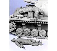 Goodmoel Kit de modèle de soldat en résine blessé de l'équipage de chars allemands de la seconde guerre mondiale au 1/35 (2 personnes, sans char)/Kit miniature non assemblé et non peint/YH-6976