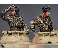 Goodmoel Kit de modèle de soldat en résine pour équipage de chars allemands de la seconde guerre mondiale au 1/35 (2 personnes, sans char)/Kit miniature non assemblé et non peint/YH-3037