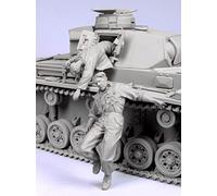 Goodmoel Kit de modèle de soldat en résine pour équipage de chars allemands de la seconde guerre mondiale au 1/35 (2 personnes, sans char)/Kit miniature non assemblé et non peint/YH-6975