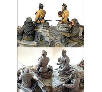 Goodmoel Kit de modèle de soldat en résine pour équipage de chars allemands de la seconde guerre mondiale au 1/35 (2 personnes, sans char) / Kit miniature non assemblé et non peint/XH-9792