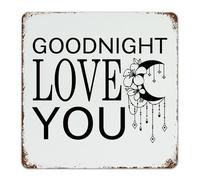 Goodnight Plaque en métal chic avec inscription « Love You » - Décoration murale pour dortoir, chambre à coucher, arrière-cour - 30,5 x 30,5 cm