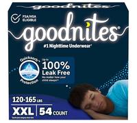 Goodnites Sous-vêtements de nuit pour garçon, taille XXL (120-165+ kg), 54 carats, l'emballage peut varier