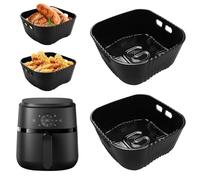 Goodpejine 20CM Moule Silicone Air Fryer Platine, Air Fryer Accessoires pour Philips série 2000 4.2L (NA229/00), Russell Hobbs 4,3L, 2PCS Réutilisable Plat Silicone Airfryer