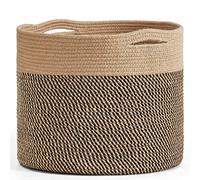 Goodpick Grand panier en corde de coton 40,1 x 40,1 x 35,1 cm - Panier à linge tissé pour bébé, couverture, chambre d'enfant, jute.