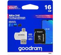 GOODRAM carte mémoire microSDHC 16GB M1A4 UHS-I + Adaptateur