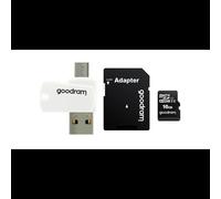 Goodram M1A4 - Carte MicroSDHC 16 Go UHS-I Classe 10 (100 Mo/s lecture, 10 Mo/s écriture) avec adaptateur SD et lecteur USB 2.0