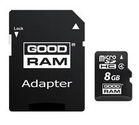 Goodram MicroSD 8 GB classe 4 carte mémoire avec adaptateur, noir