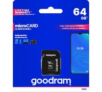 Goodram microSD carte mémoire 64 GB pour smartphone, appareil photo - carte micro SD - 100 mb/s - avec adaptateur SD