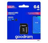 GOODRAM Carte microSDXC 64GB Classe 10 UHS‑I + Adaptateur