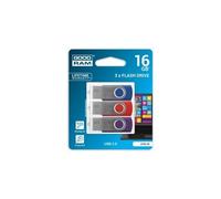 GOODRAM UTS2-3P - Clé USB - 16 Go - USB 2.0 - bleu, rouge, violet (pack de 3)