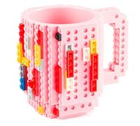 GOODS+GADGETS Build on Brick Mug Tasse à café en briques - Tasse en briques de construction Tasse à café 350ml (Rose)