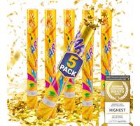 GOODS+GADGETS® Canon à Confettis XXL 60 cm - Lot de 5 | Lance-confettis géant jusqu'à 8 m de hauteur - confettis métalliques ignifuges - sans pyrotechnie