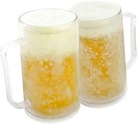 GOODS+GADGETS Chope de bière pour la congélation : Mug à glace Mug à glace 0,4 litre 400 ml verre à boire avec batterie de refroidissement pour boissons glacées en permanence (2 Verre de bière)