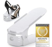 GOODS+GADGETS Empileur de chaussures - organisateur de chaussures pour 50% d'espace supplémentaire dans le casier à chaussures, armoire à chaussures, classeurs à chaussures blancs (1 pièce)