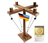 GOODS+GADGETS® Jeu de Lancer d'Anneaux en Bois - Duel Ring Toss | Jeu d'adresse en bois pour 4 joueurs - ring toss, crochets, pion coulissant - Version améliorée 2.0