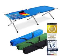 GOODS+GADGETS Lit de Camp Pliable en Aluminium pour l'armée - Lit de Camping Pliable et lit d'invité (Bleu)