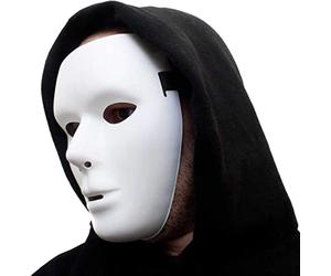 GOODS+GADGETS® Masque Blanc Halloween - Fantôme Anonyme, Taille Unique | Masque visage entier neutre, élastique réglable - idéal Fantôme de l'Opéra, The Purge, carnaval, DIY