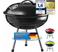 Goods & Gadgets Micro Barbecue à charbon compact en acier inoxydable émaillé 40 cm Noir