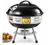 GOODS+GADGETS® Mini Barbecue Charbon de Bois Boule 38 cm - Compact | Gril de table portatif émaillé acier inox - sans rouille - camping, balcon, pique-nique