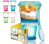GOODS+GADGETS® Mug Muesli à Emporter 260 ml - Gobelet Céréales Isotherme | Compartiment lait double paroi, couvercle étanche, cuillère pliable - parfait pour bureau, train, pique-nique