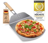 GOODS+GADGETS® Pelle à Pizza XXL en Aluminium - Manche Bois Pliable | Lame extra-fine pour enfourner sans coller - spatule pizza & pain - poignée pliable pour rangement facile