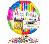 GOODS+GADGETS® Pinata Anniversaire à Remplir - Décoration Fête | Pinata colorée Happy Birthday avec franges crépon - parfaite pour anniversaire enfant ou EVG