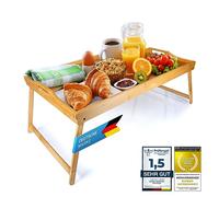 GOODS+GADGETS® Plateau de lit en Bambou XXL - Pieds Pliables